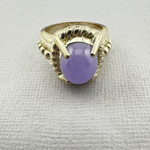 Judith Ripka Ring Purple Lavender Jade Cabochon Sterling Silver size 8 Oval 925 - Picture 5 of 14